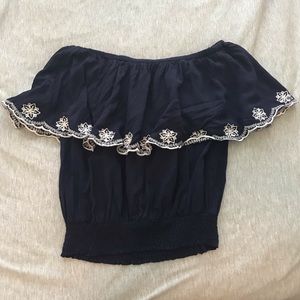 Off The Shoulder Navy Top